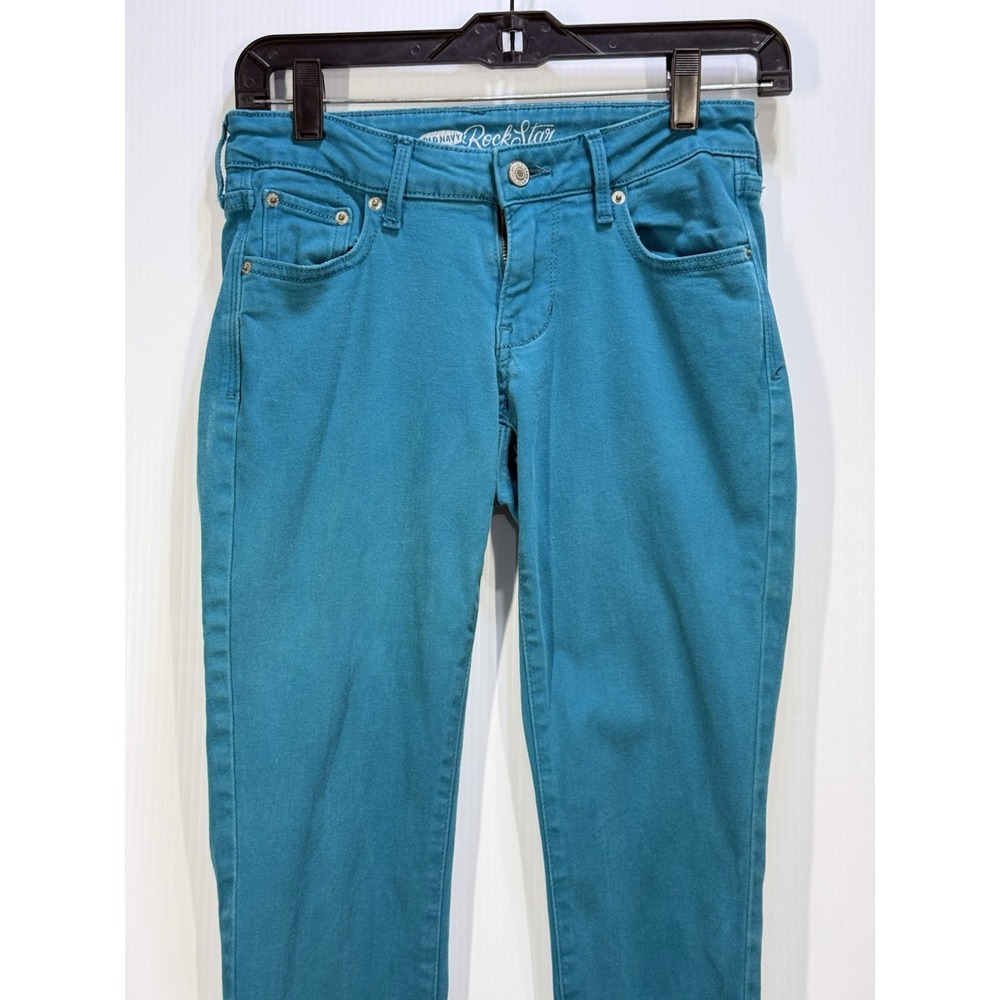 Old Navy Jeans Womens Size 4 Teal Blue Rockstar Super Skinny Mid-Rise Y2K Bright